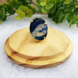 Anel Chapa de Ágata Azul