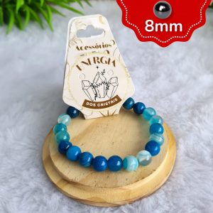 Ágata Azul Tingida - Pulseira 8mm