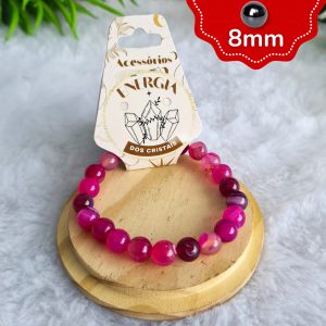 Ágata Rosa Tingida - Pulseira 8mm