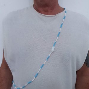 Guia Azul Celeste e Branco Miçangão c/ Firma - Imagem 5