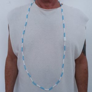 Guia Azul Celeste e Branco Miçangão c/ Firma - Imagem 3