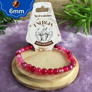 Ágatas Tingidas Rosa - Pulseira 6mm