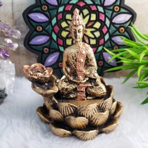 Incensário Cascata Flor de Lótus Buda Hindu Meditando - Imagem 1