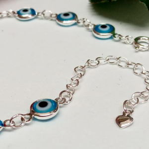 Olho Grego Azul Claro - Pulseira Prateado - Imagem 3