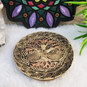 Incensário Pratinho Árvore da Vida - Ouro Velho c/ detalhe - Imagem 3