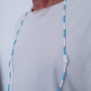Guia Azul Celeste e Branco Miçangão c/ Firma - Imagem 4