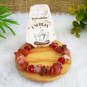 Ágata Vermelha - Pulseira Cascalho Grande