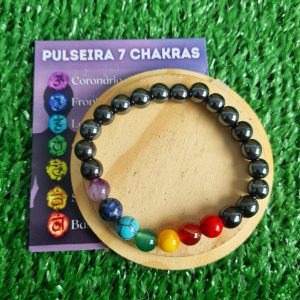 7 Chakras c/ Hematita - Pulseira de Pedra 8mm - Imagem 3