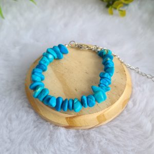 Howlita Turquesa Tingida - Pulseira Cascalho c/ Extensor - Imagem 3