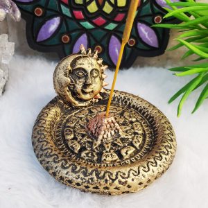 Incensário Pratinho Sol e Lua - Ouro Velho - Imagem 3