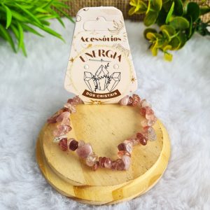Quartzo Morango Tingido - Pulseira Cascalho