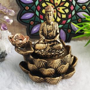 Incensário Cascata Flor de Lótus Buda Hindu Miniatura