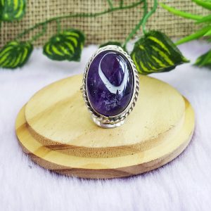 Ametista Oval GR - Anel Hippie Prateado