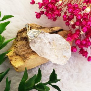 Cristal Bruta - Pingente Banho Dourado