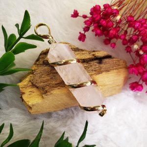 Quartzo Rosa - Pingente Espiral Dourado - Imagem 3