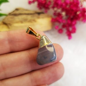 Ágatas Tingidas Coloridas Roladas - Pingente Banho Dourado - Imagem 4