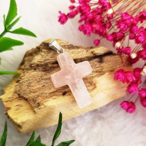 Quartzo Rosa - Pingente Cruz