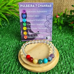7 Chakras c/ Cristal - Pulseira de Pedra 8mm