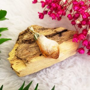 Citrino Queimado Bruta - Pingente Banho Dourado - Imagem 3