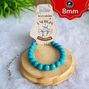 Howlita Turquesa Tingida - Pulseira 8mm c/ Extensor