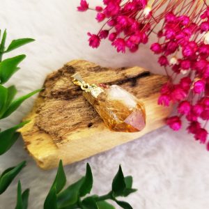 Citrino Queimado Bruta - Pingente Banho Dourado