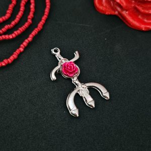 Pingente Pomba Gira Prateado - Rosa