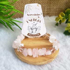 Quartzo Rosa - Pulseira Cascalho Grande