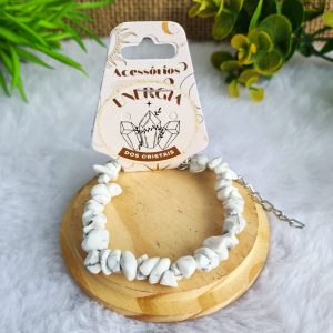 Howlita Branca - Pulseira Cascalho c/ Extensor