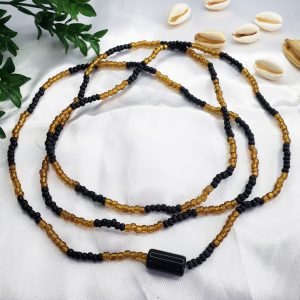 Guia Marrom Dourado e Preto Miçangão c/ Firma