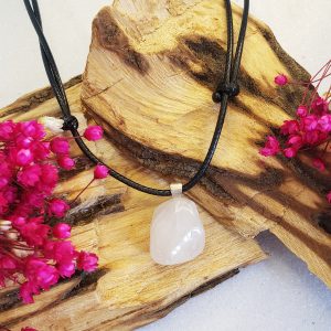 Quartzo Leitoso - Colar Pedra Rolada
