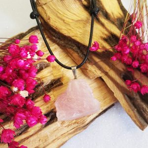 Quartzo Rosa - Colar Pedra Bruta