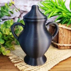 Quartinha de Fibra PLA - Preto 12cm - Com Alça