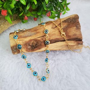 Olho Grego Azul Claro - Colar Dourado - Imagem 1