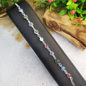 Olho Grego Colorida - Pulseira Prateado - Imagem 4