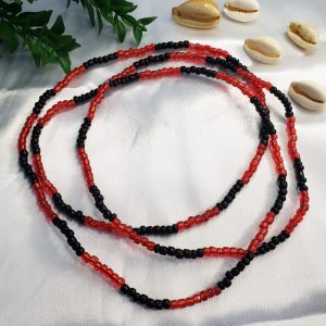 Guia Preto e Vermelho Brilhante Miçangão