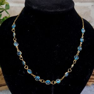 Olho Grego Azul Claro - Colar Dourado - Imagem 2