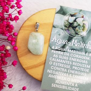 Água Marinha - Pingente Pedra Rolada