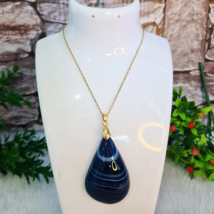 Ágata Azul Tingida - Pingente GR
