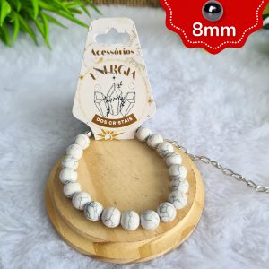 Howlita Branca - Pulseira 8mm c/ Extensor