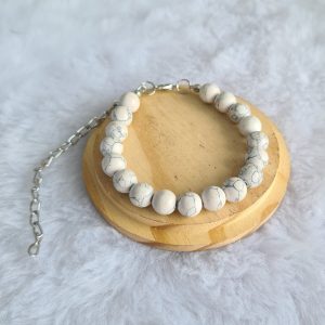 Howlita Branca - Pulseira 8mm c/ Extensor - Imagem 4