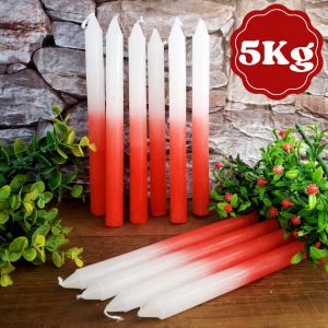 Vela Palito Branca/Vermelha 5kg