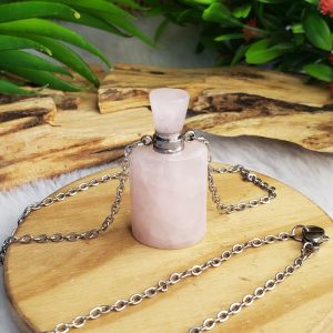 Quartzo Rosa - Colar Botella para Essência ou Perfume - Imagem 4