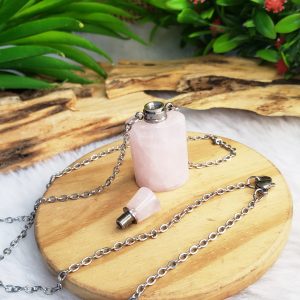 Quartzo Rosa - Colar Botella para Essência ou Perfume - Imagem 3