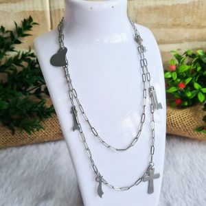 7 linhas - Colar/Escapulário de Metal Inox