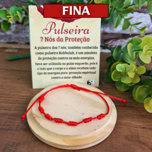 Pulseira 7 Nós da Proteção Kabbalah - Fina