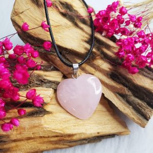 Quartzo Rosa - Colar Coração