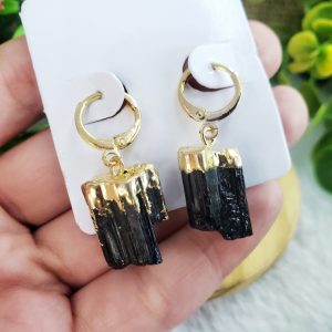 Turmalina Negra - Brinco Dourado MOD 2 - Imagem 3