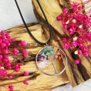 7 Chakras - Colar Árvore da Vida Prateado