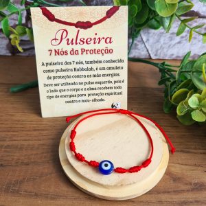 Pulseira 7 Nós Vermelha - Olho Grego
