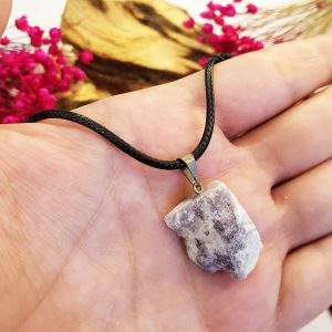 Lepidolita Mica Roxa - Colar Pedra Bruta - Imagem 3